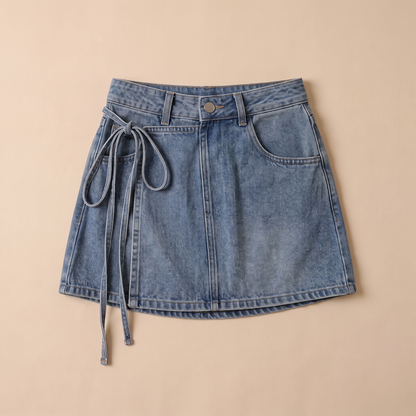 Sunoire noelle blue denim skirt garment flatlay 01