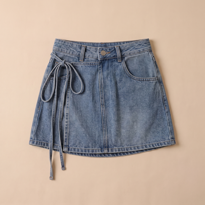 Sunoire noelle blue denim skirt garment flatlay 01