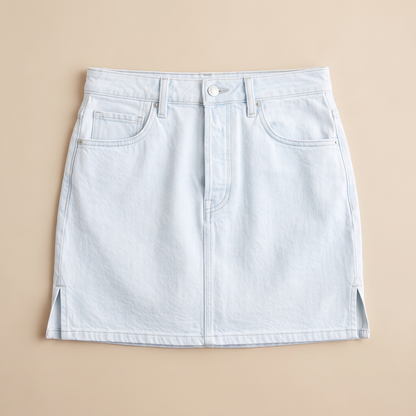 Sunoire noelle white denim skirt garment flatlay 01