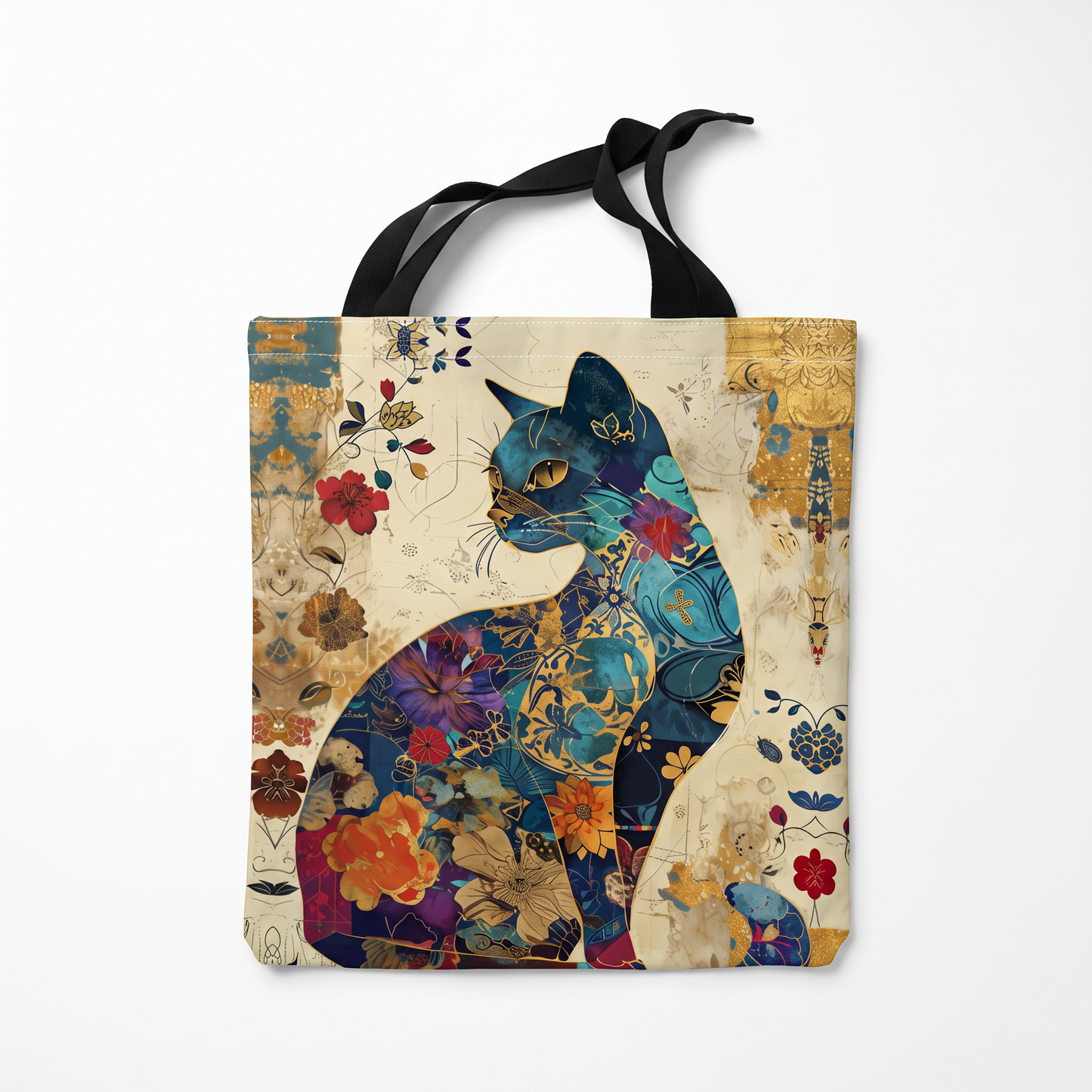 Sunoire noor cream cat print canvas tote bag 01 front