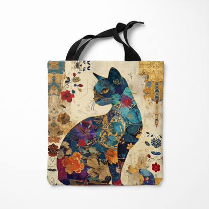 Sunoire noor cream cat print canvas tote bag 01 front