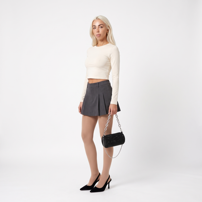 Rhinestone Mesh Chain Crossbody Bag, worn by a model