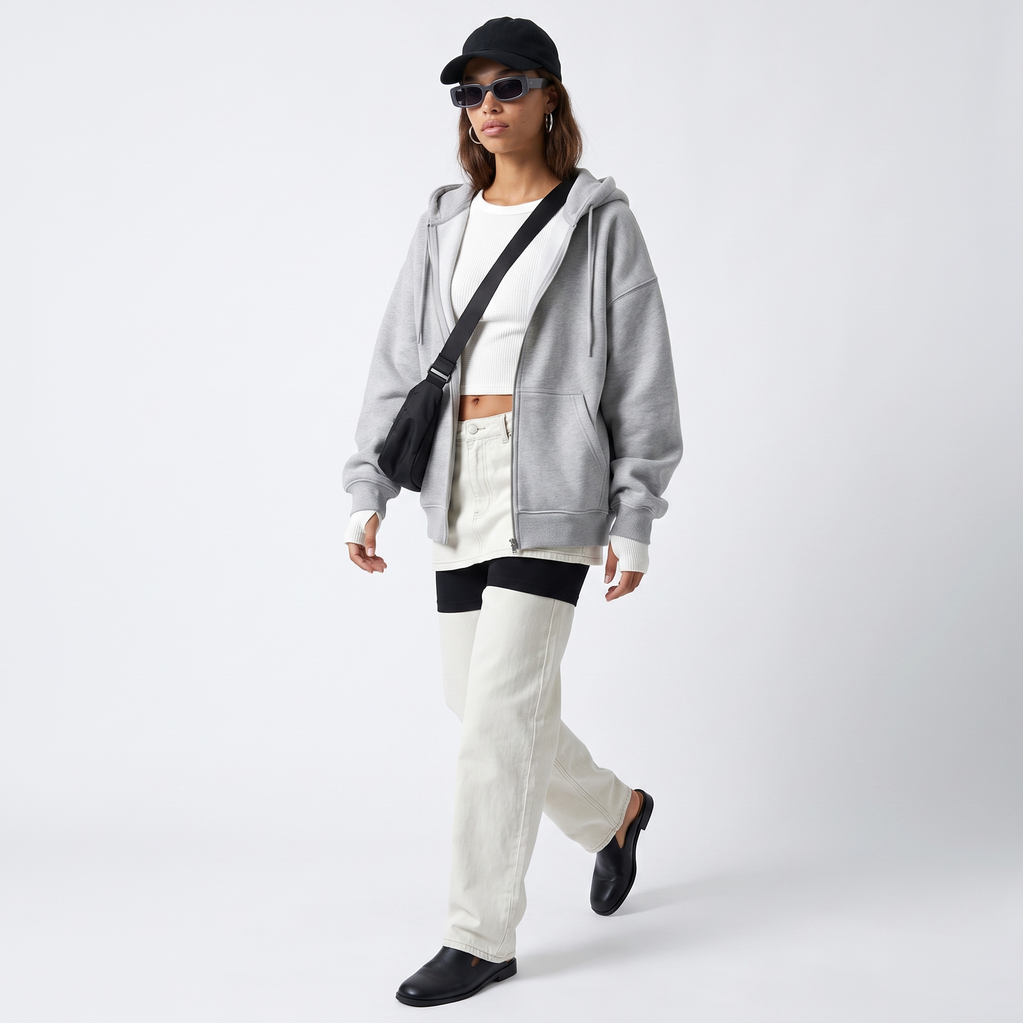 Sunoire ny solid color cardigan hoodie jacket female explosion style fall winter hooded loose top front hero 01