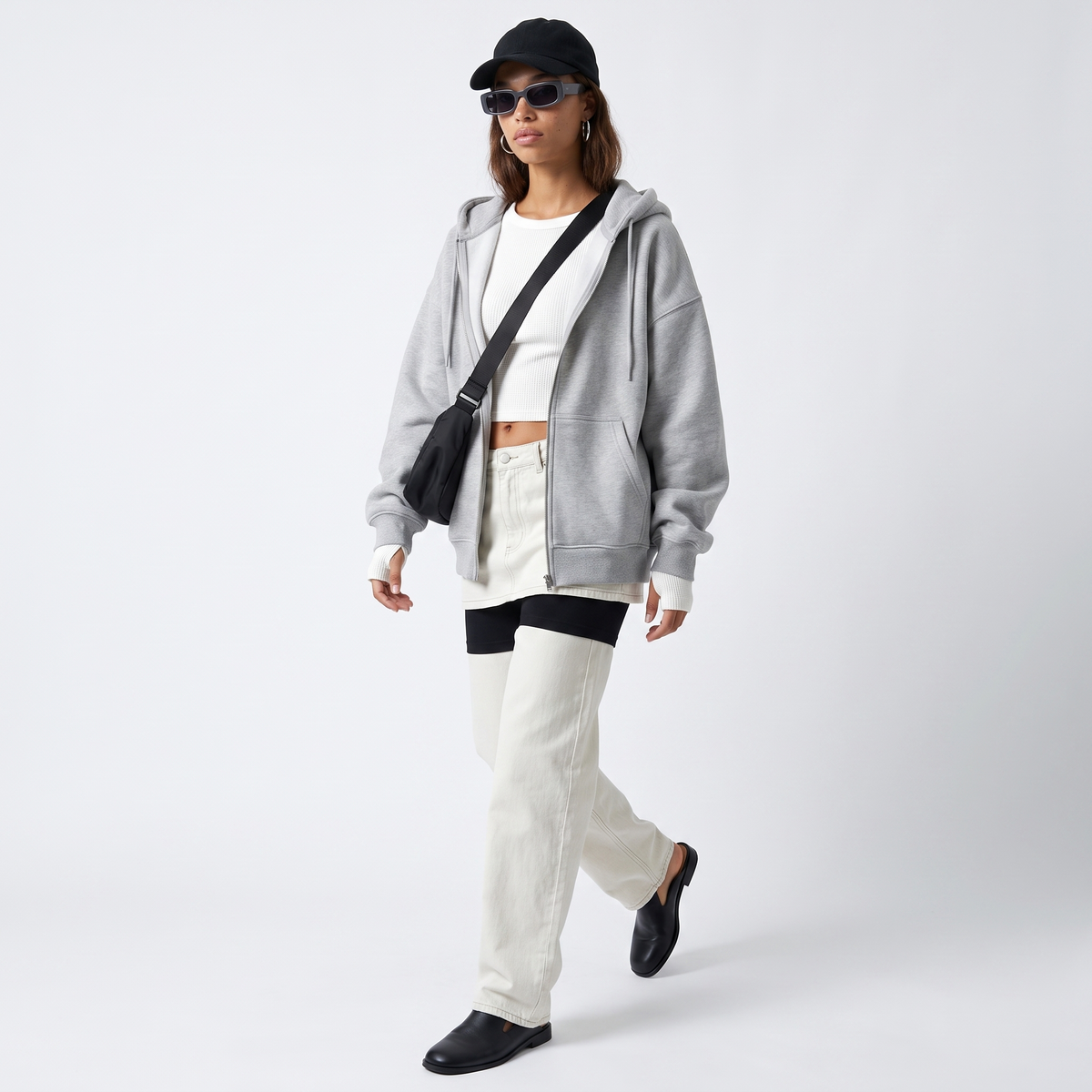 Sunoire ny solid color cardigan hoodie jacket female explosion style fall winter hooded loose top front hero 01
