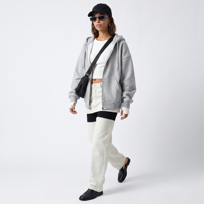 Sunoire ny solid color cardigan hoodie jacket female explosion style fall winter hooded loose top front hero 01