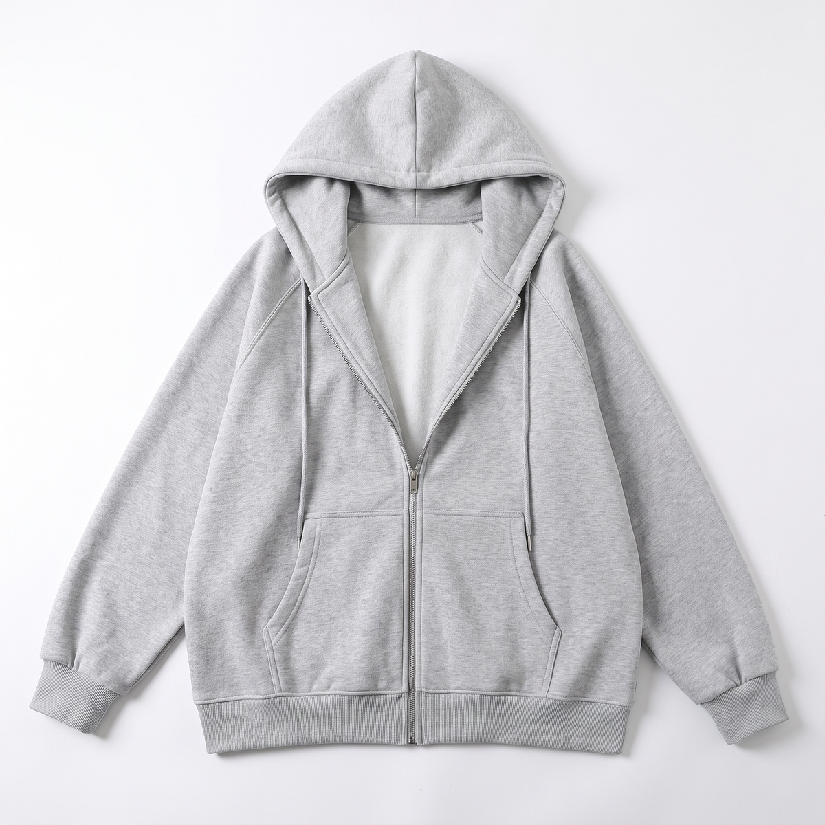 Sunoire ny solid color cardigan hoodie jacket female explosion style fall winter hooded loose top garment flatlay 01