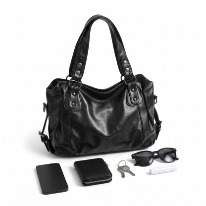 Slouchy Faux Leather Hobo Bag, what fits inside