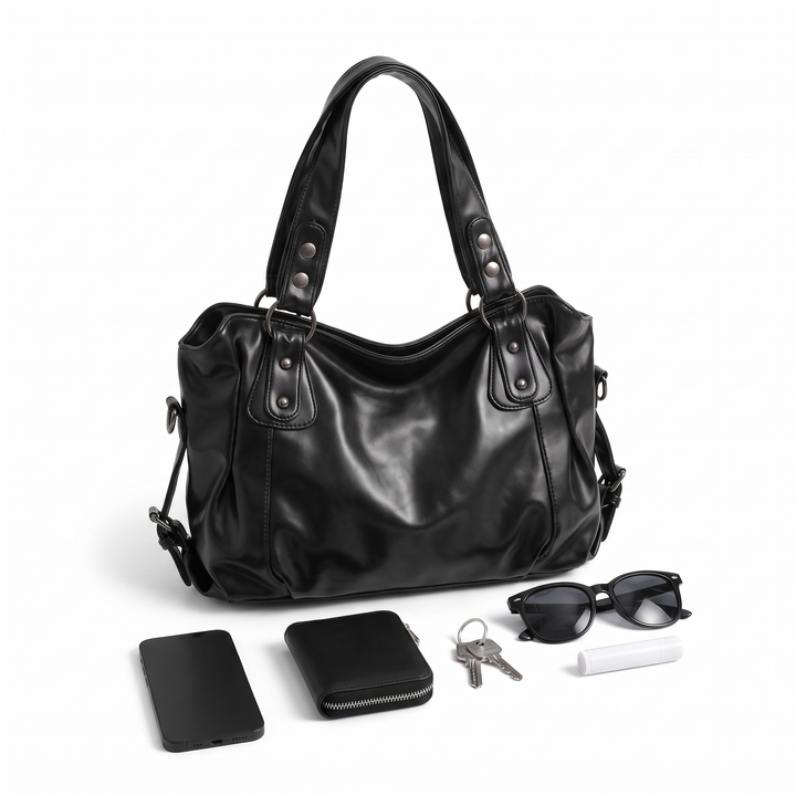 Slouchy Faux Leather Hobo Bag, what fits inside