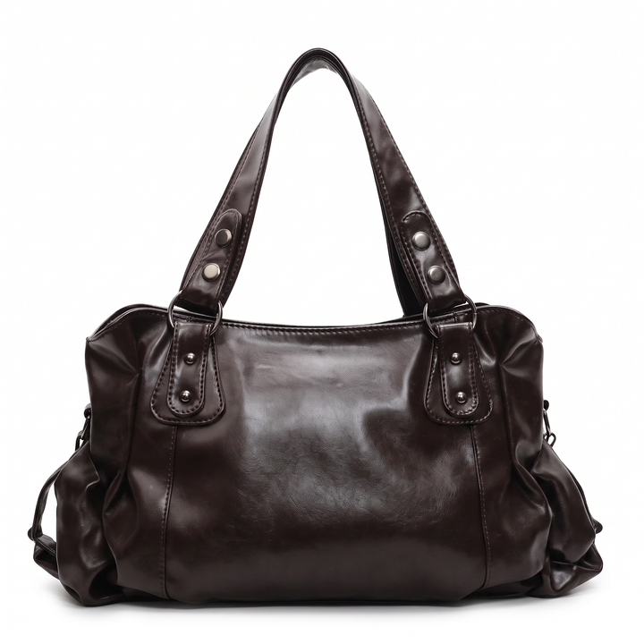 Slouchy Faux Leather Hobo Bag – Black Everyday Casual Shoulder Bag — Brown