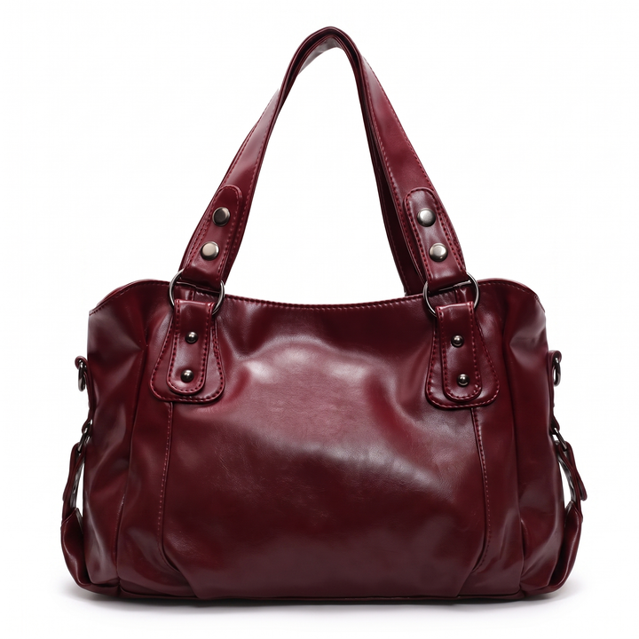 Slouchy Faux Leather Hobo Bag – Black Everyday Casual Shoulder Bag — Wine Red