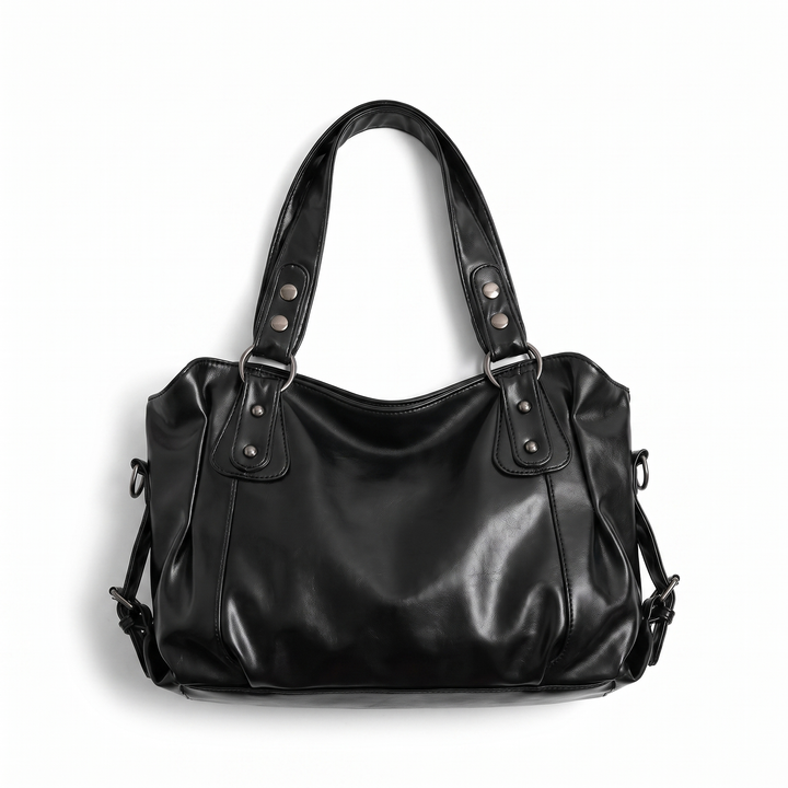 Sunoire odessa black slouchy hobo bag garment flatlay 01