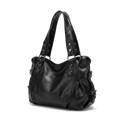 Sunoire odessa black slouchy hobo bag side view 01