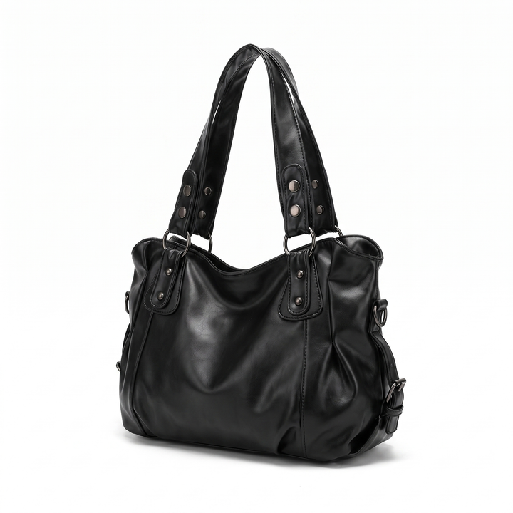 Sunoire odessa black slouchy hobo bag side view 01
