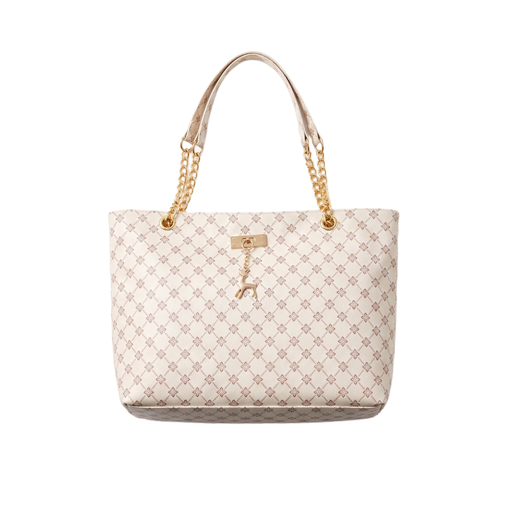Sunoire odette white monogram tote bag 01 front