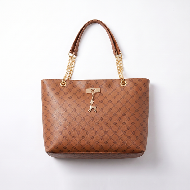 Sunoire odette white monogram tote bag colorway brown front hero 01