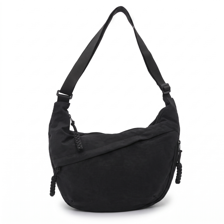 Sunoire odile black shoulder hobo bag 01 front