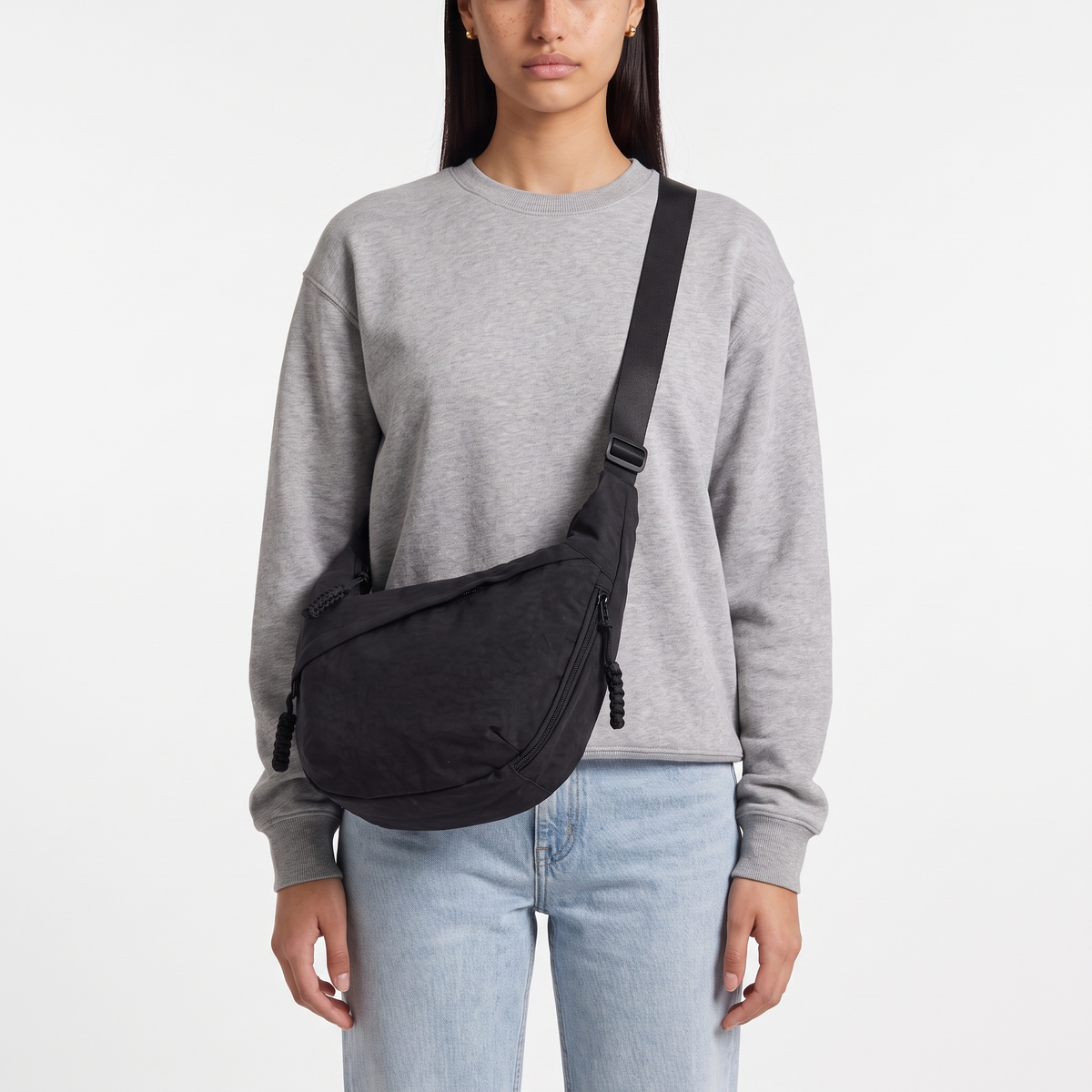 Crescent Hobo Bag, worn by a model