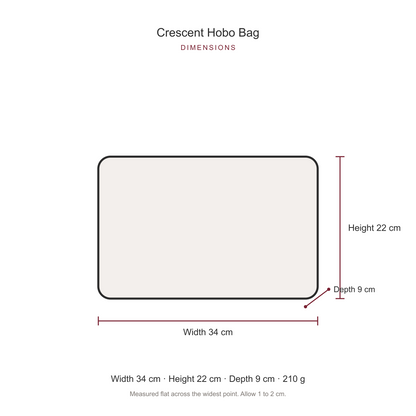 Crescent Hobo Bag, dimensions