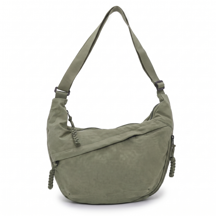 Crescent Hobo Bag – Black Everyday Casual Shoulder Bag — Green
