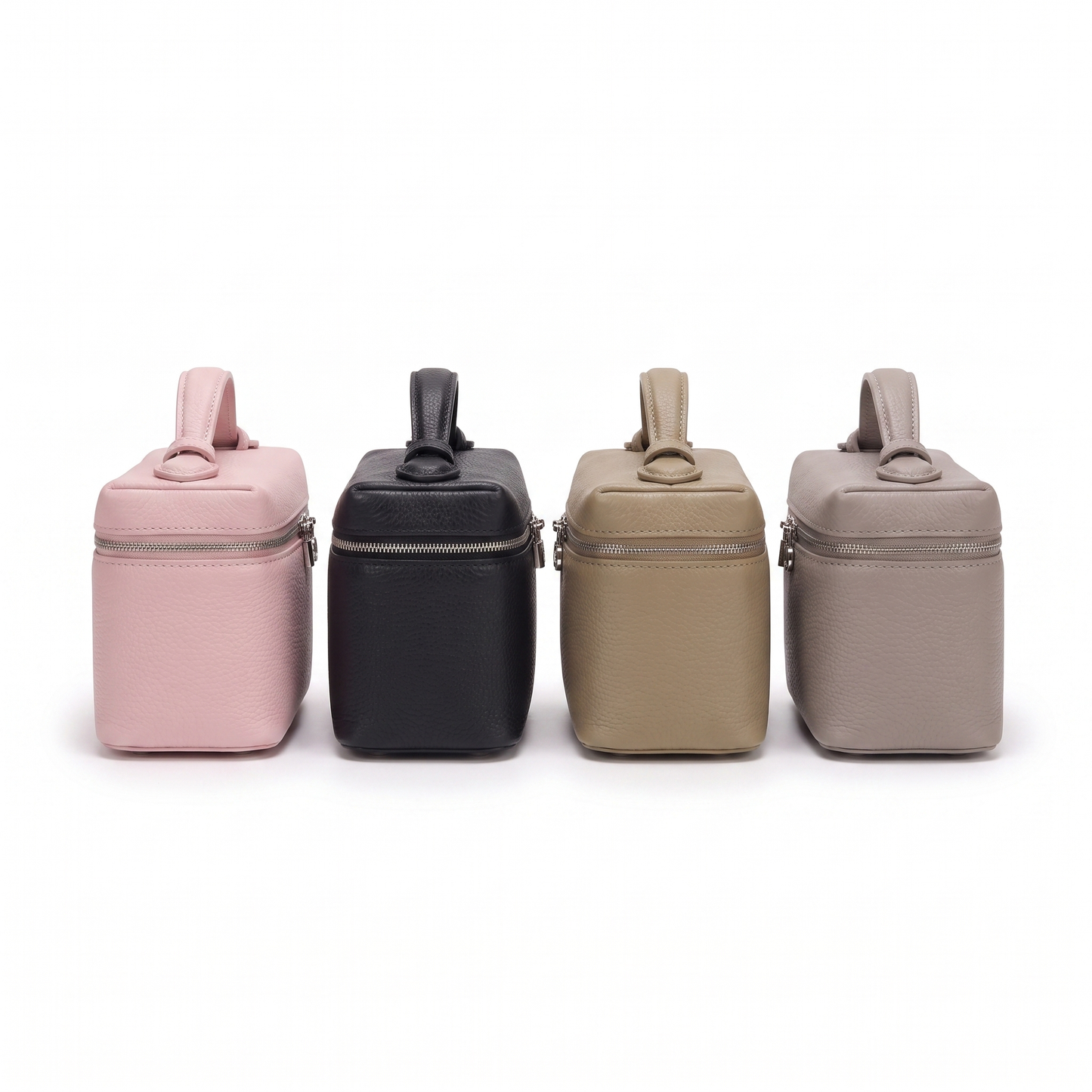 Sunoire opal pink lychee grain box bag collection flatlay