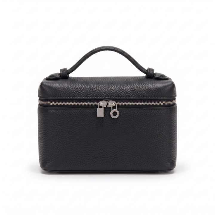 Sunoire opal pink lychee grain box bag colorway black