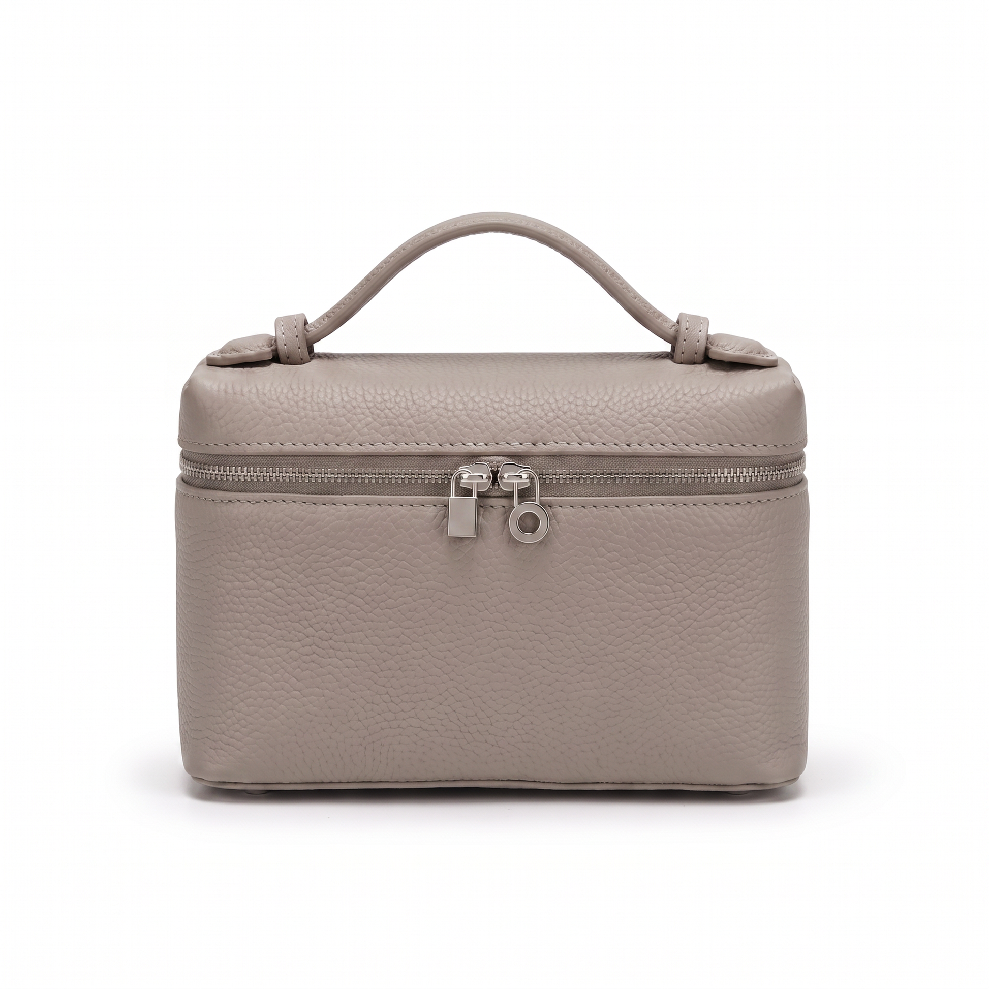 Sunoire opal pink lychee grain box bag colorway grey