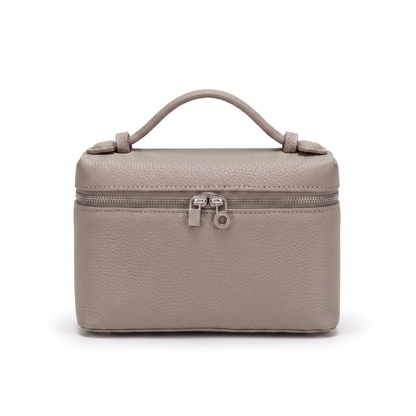 Sunoire opal pink lychee grain box bag colorway grey