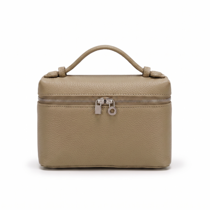 Sunoire opal pink lychee grain box bag colorway khaki