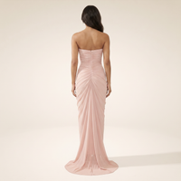 Sunoire ordell strapless ruched mesh maxi dress back view 01