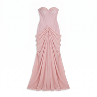 Sunoire ordell strapless ruched mesh maxi dress mannequin pink 01