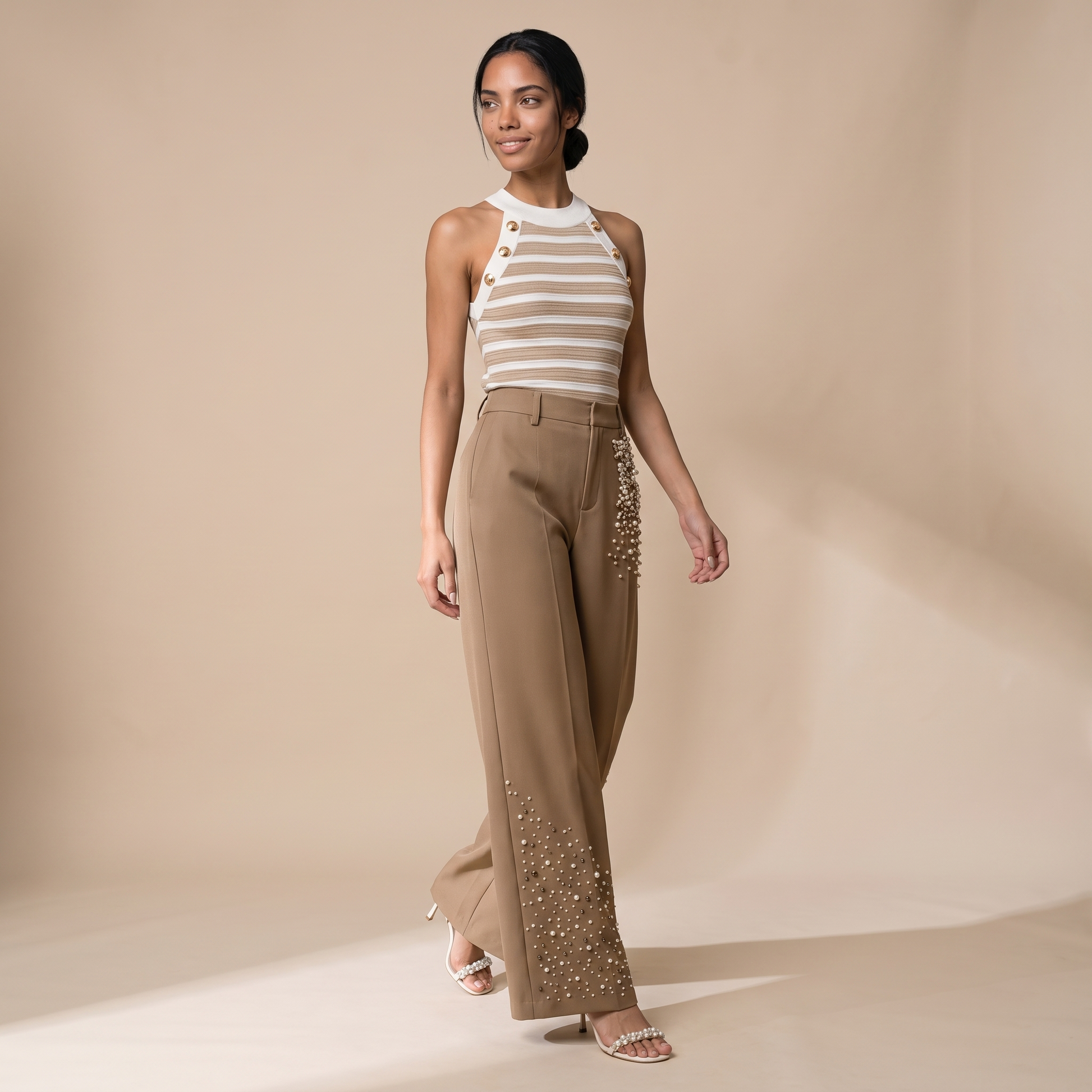 Sunoire paloma brown pleated dress front hero 01