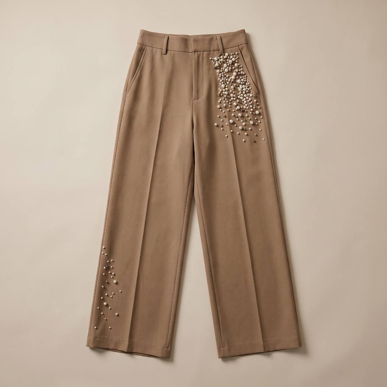 Sunoire paloma brown pleated dress garment flatlay 01