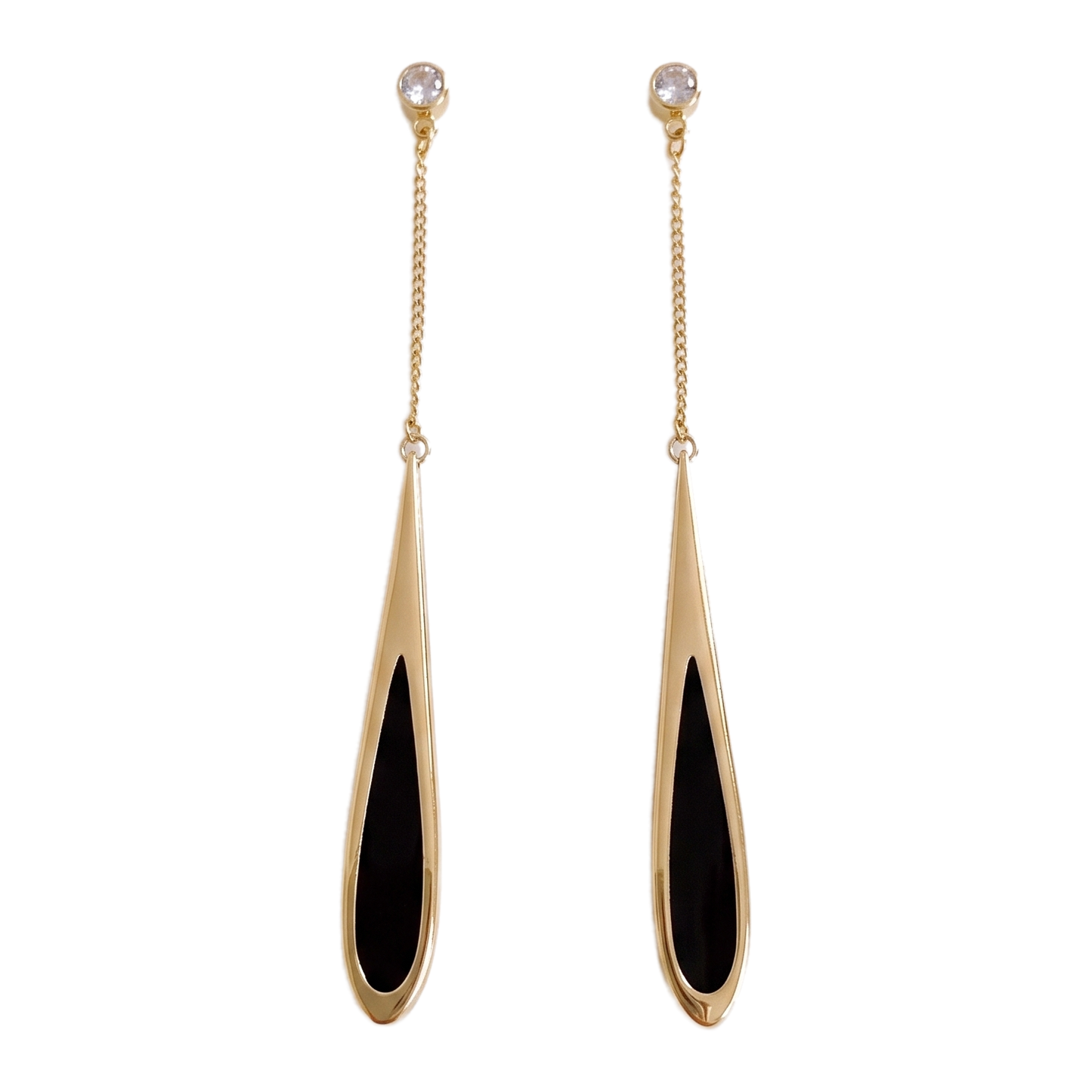 Sunoire fy ed454 long teardrop earrings for women elegant tassel stud earrings premium feel new popular women s earrings 01 flatlay gold and black