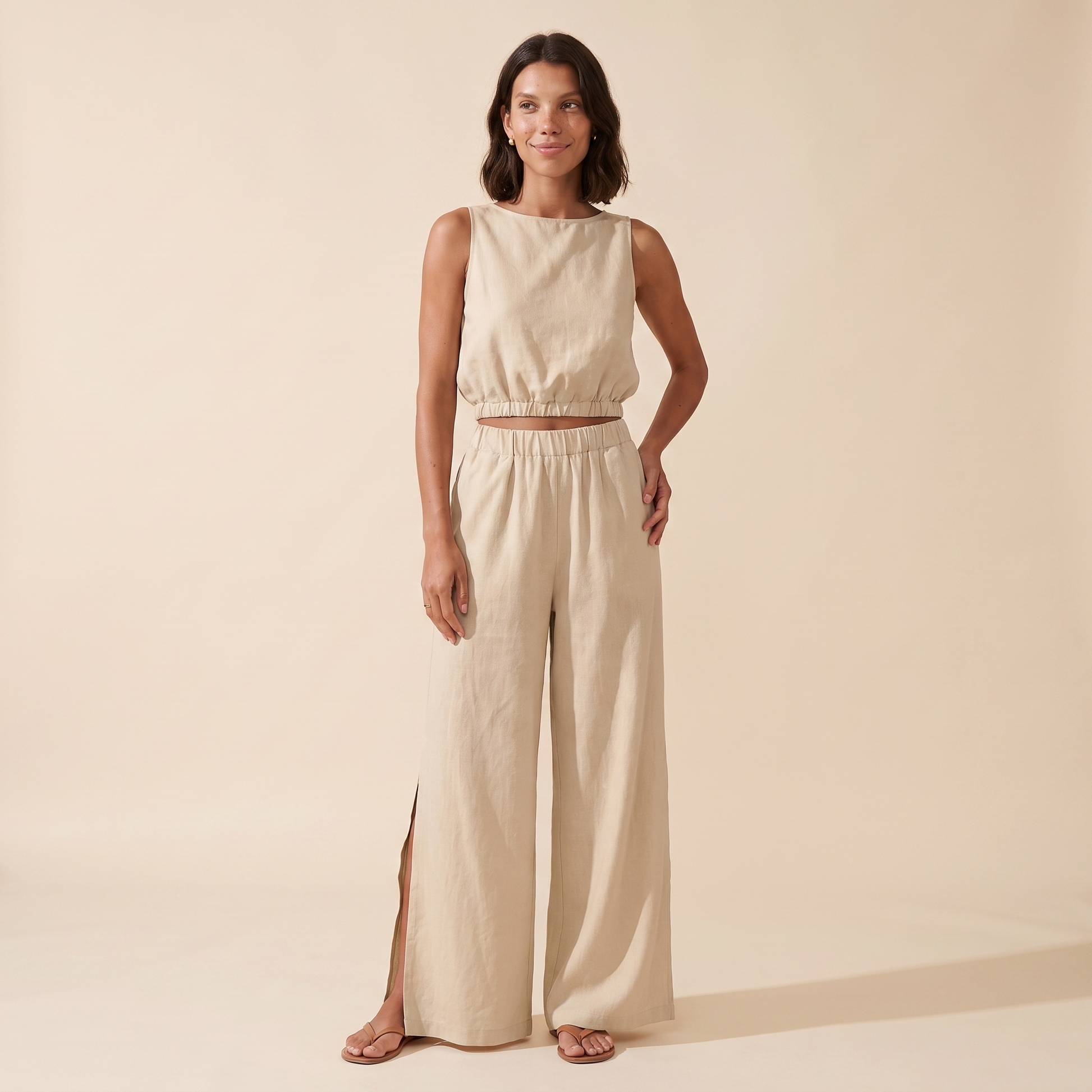 Sunoire paloma pink cotton set colorway beige front hero 02