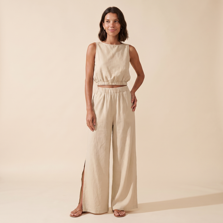 Paloma Pink Cotton Set — Beige
