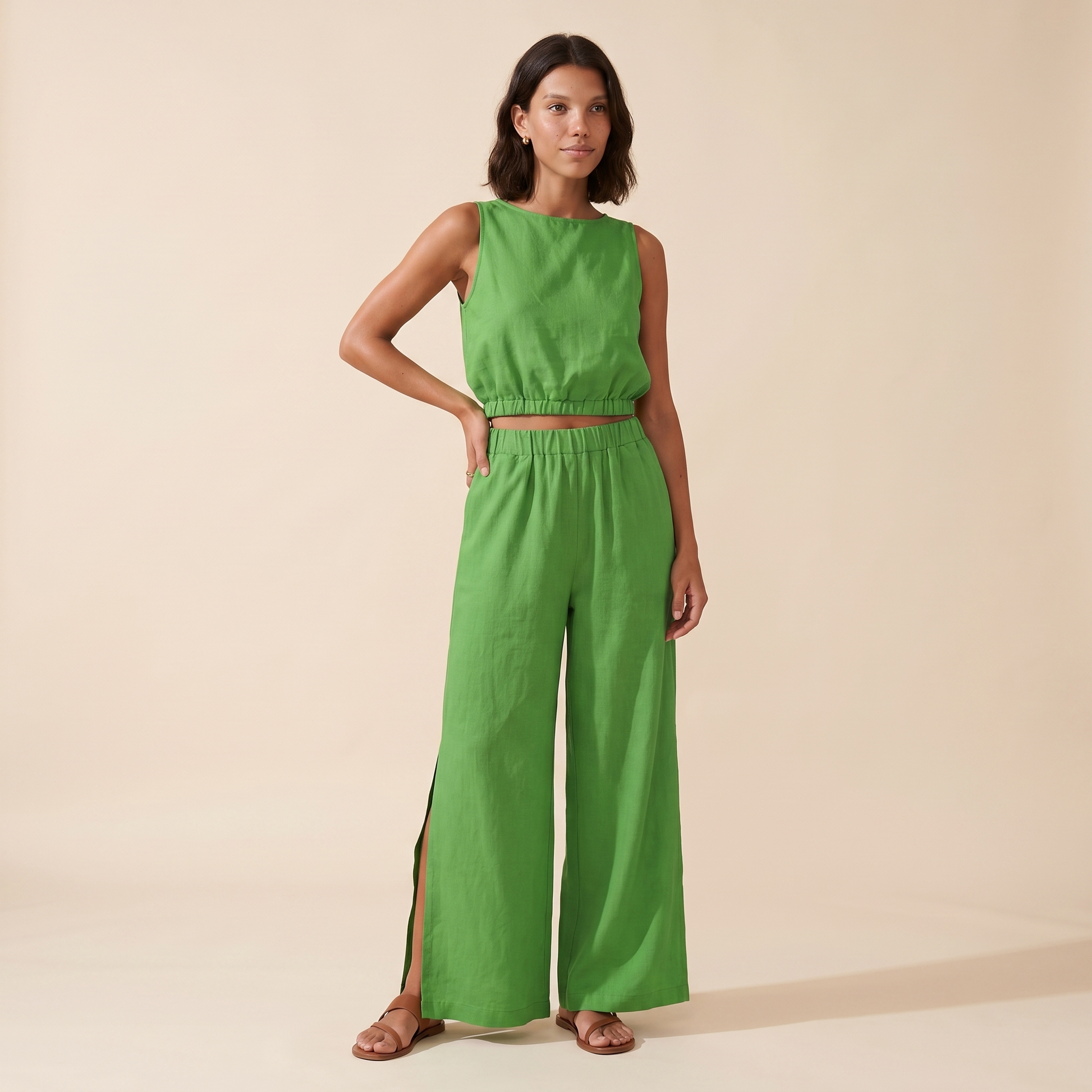 Sunoire paloma pink cotton set colorway green front hero 01