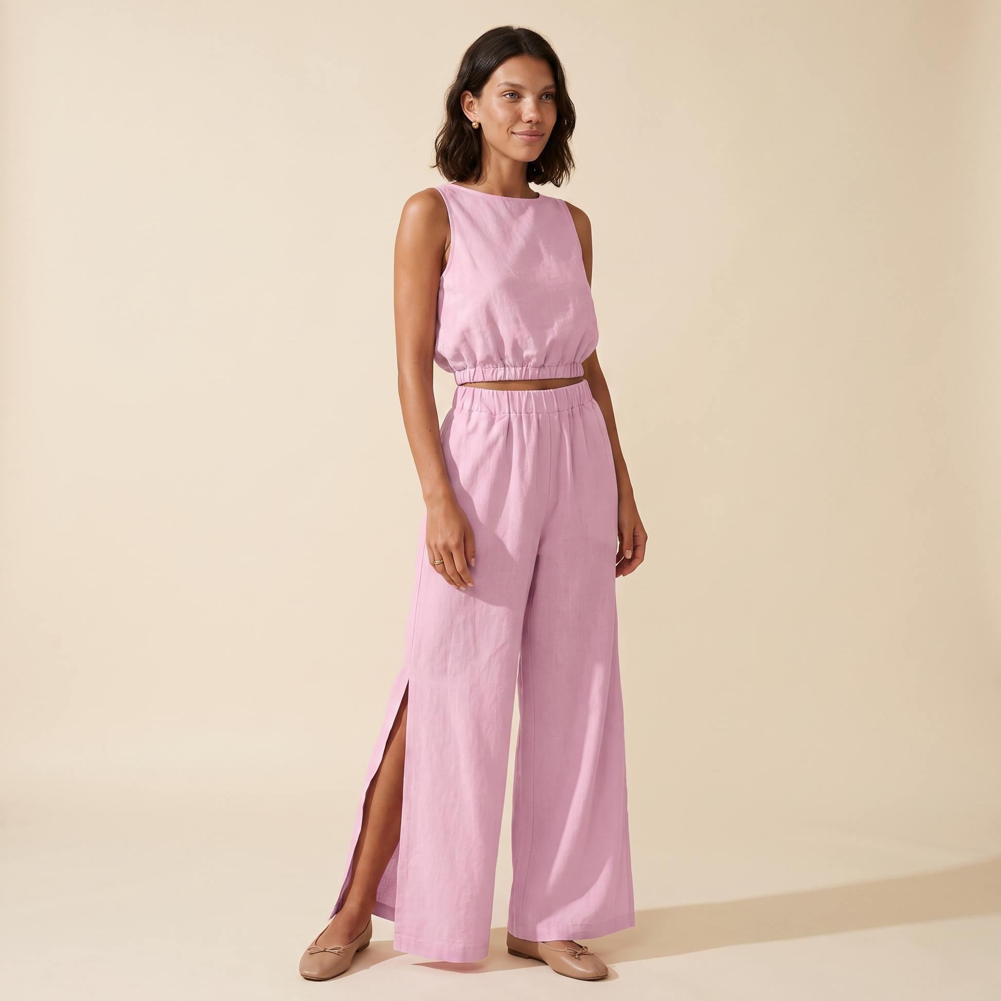 Sunoire paloma pink cotton set front hero 01