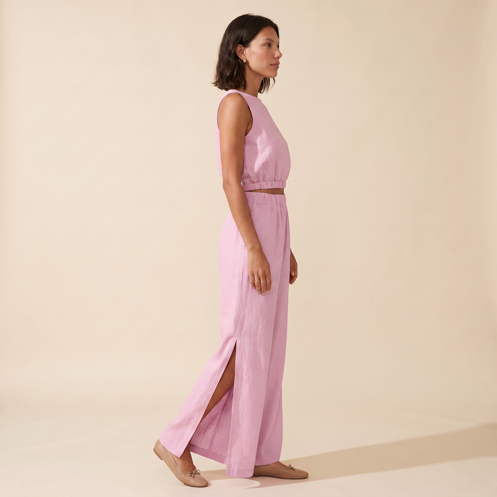 Sunoire paloma pink cotton set side view 01