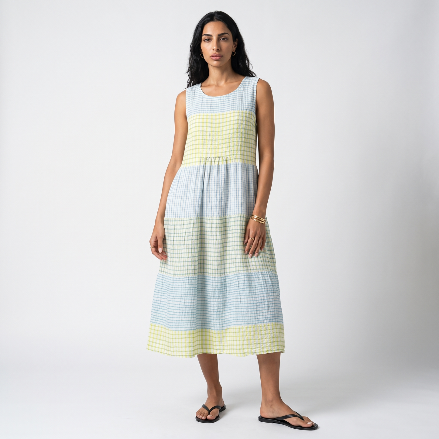 Sunoire pippa womens casual sleeveless relaxed midi dress front hero 01