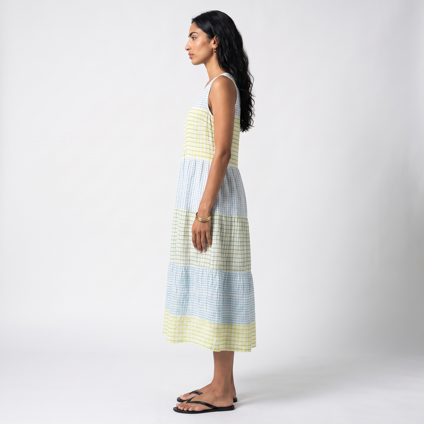 Sunoire pippa womens casual sleeveless relaxed midi dress side view 01