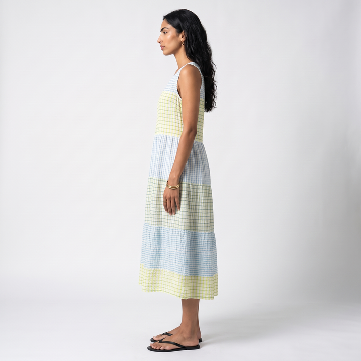 Sunoire pippa womens casual sleeveless relaxed midi dress side view 01