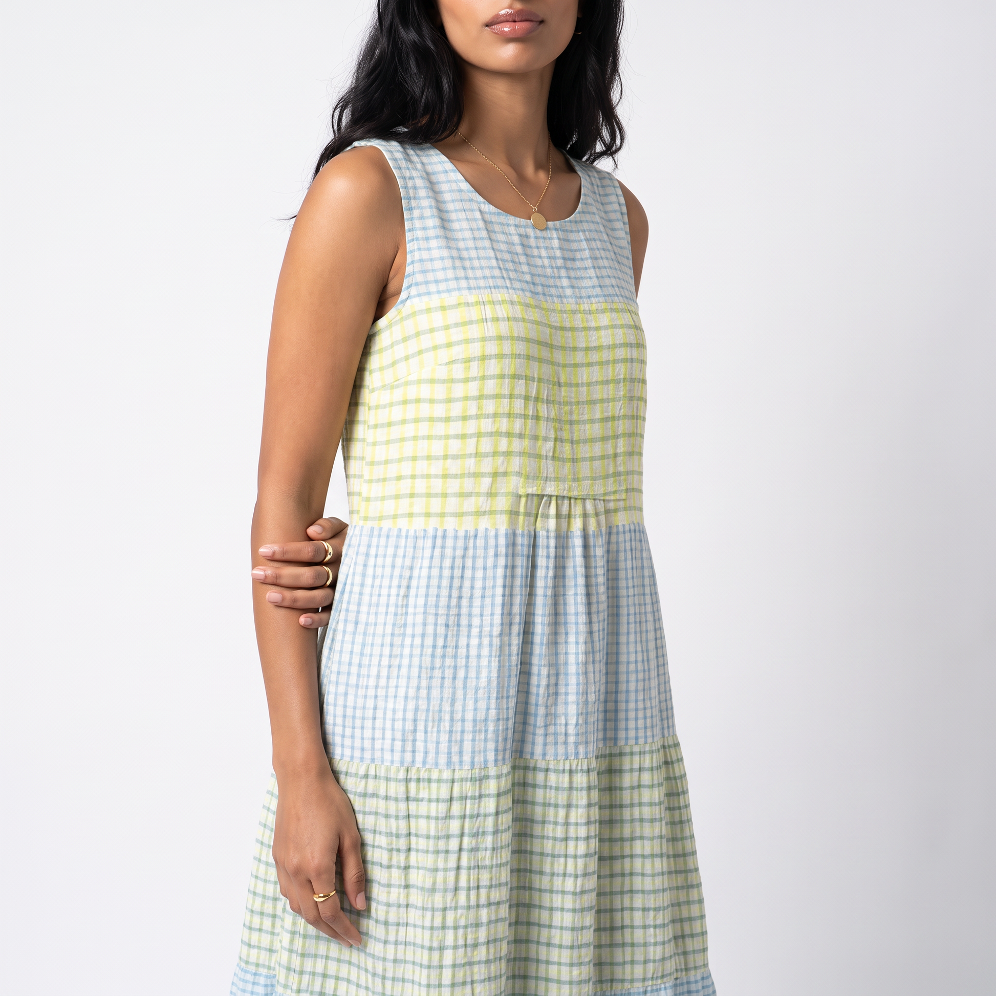 Sunoire pippa womens casual sleeveless relaxed midi dress torso crop 01