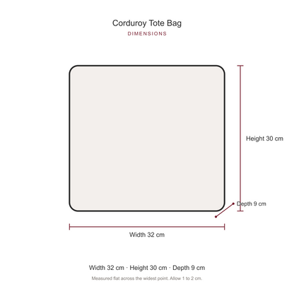 Corduroy Tote Bag, dimensions