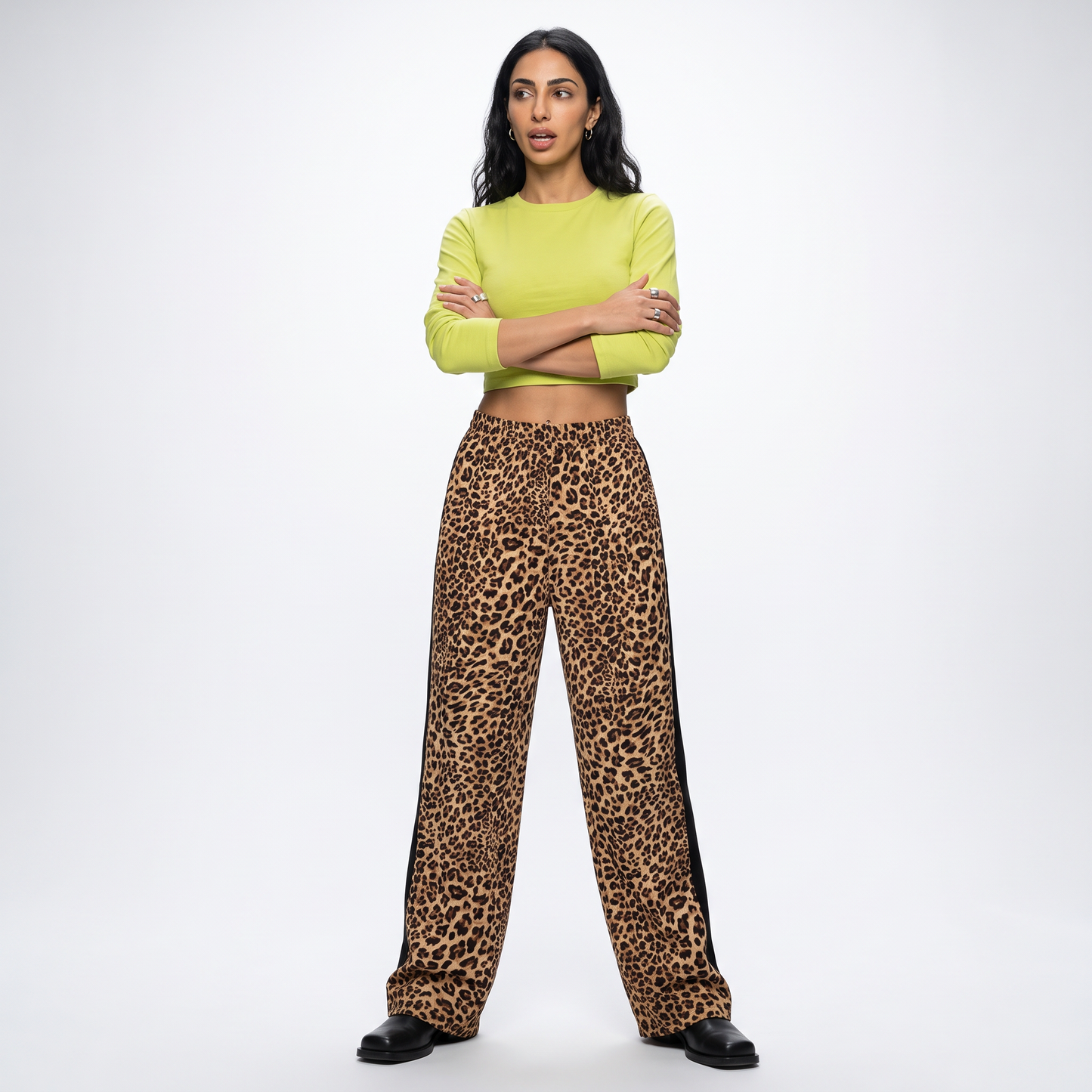 Sunoire popular items now 2026 trendy women clothes leopard printed casual cargo pant elastic waist wide log pant trouser front hero 01
