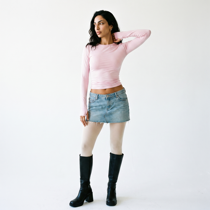Sunoire popular women s clothing casual long sleeve t shirt spring and autumn solid color slim pullover street wear front hero 01