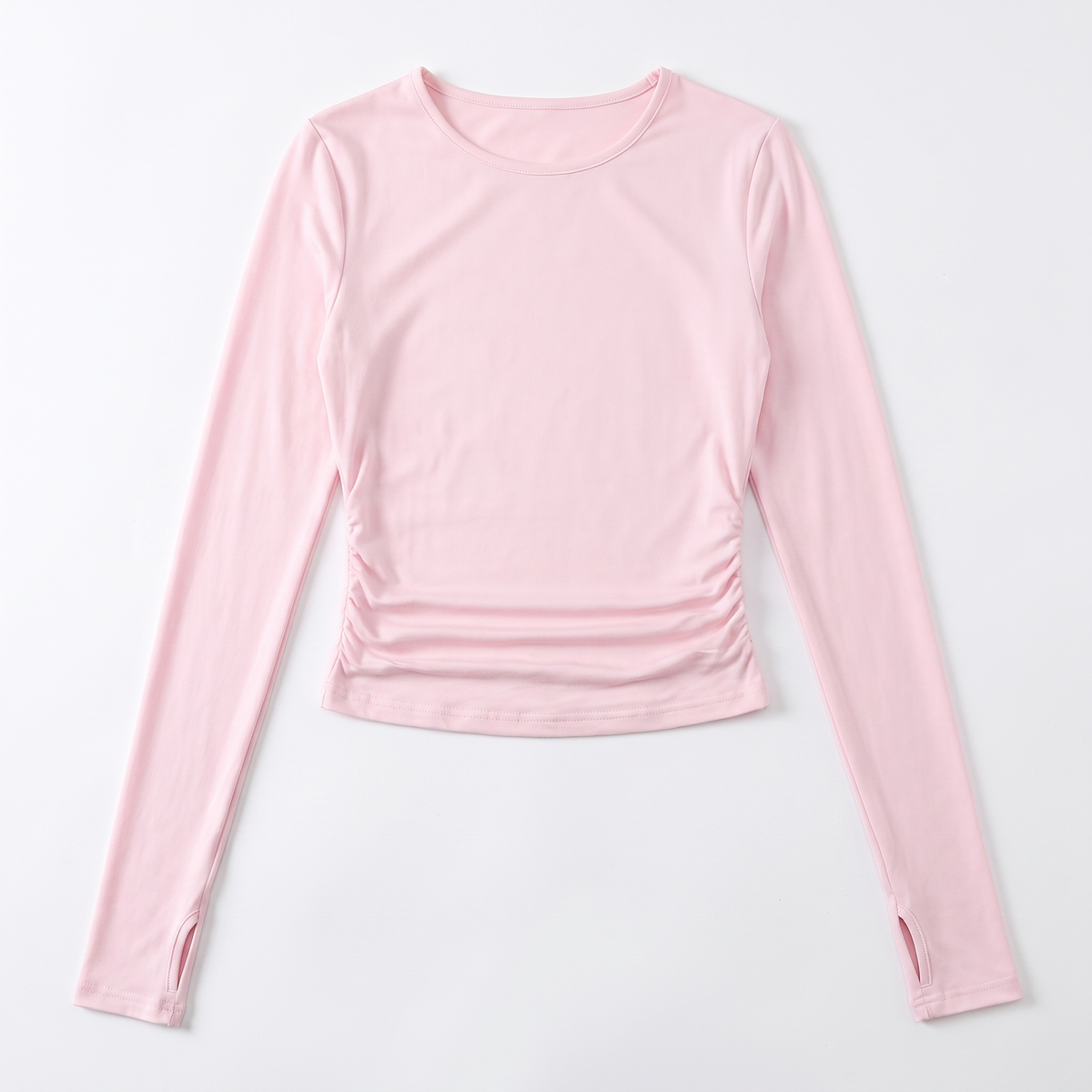Sunoire popular women s clothing casual long sleeve t shirt spring and autumn solid color slim pullover street wear garment flatlay 01