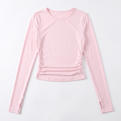 Sunoire popular women s clothing casual long sleeve t shirt spring and autumn solid color slim pullover street wear garment flatlay 01