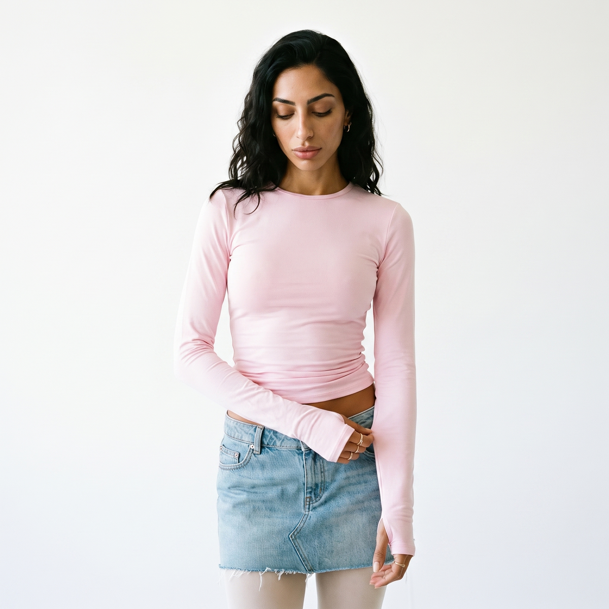 Sunoire popular women s clothing casual long sleeve t shirt spring and autumn solid color slim pullover street wear top front crop 01