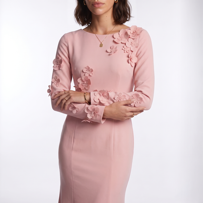 Sunoire premium plus size women office lady crystal natural waist long sleeve mermaid hem dress oem odm customization torso crop 01