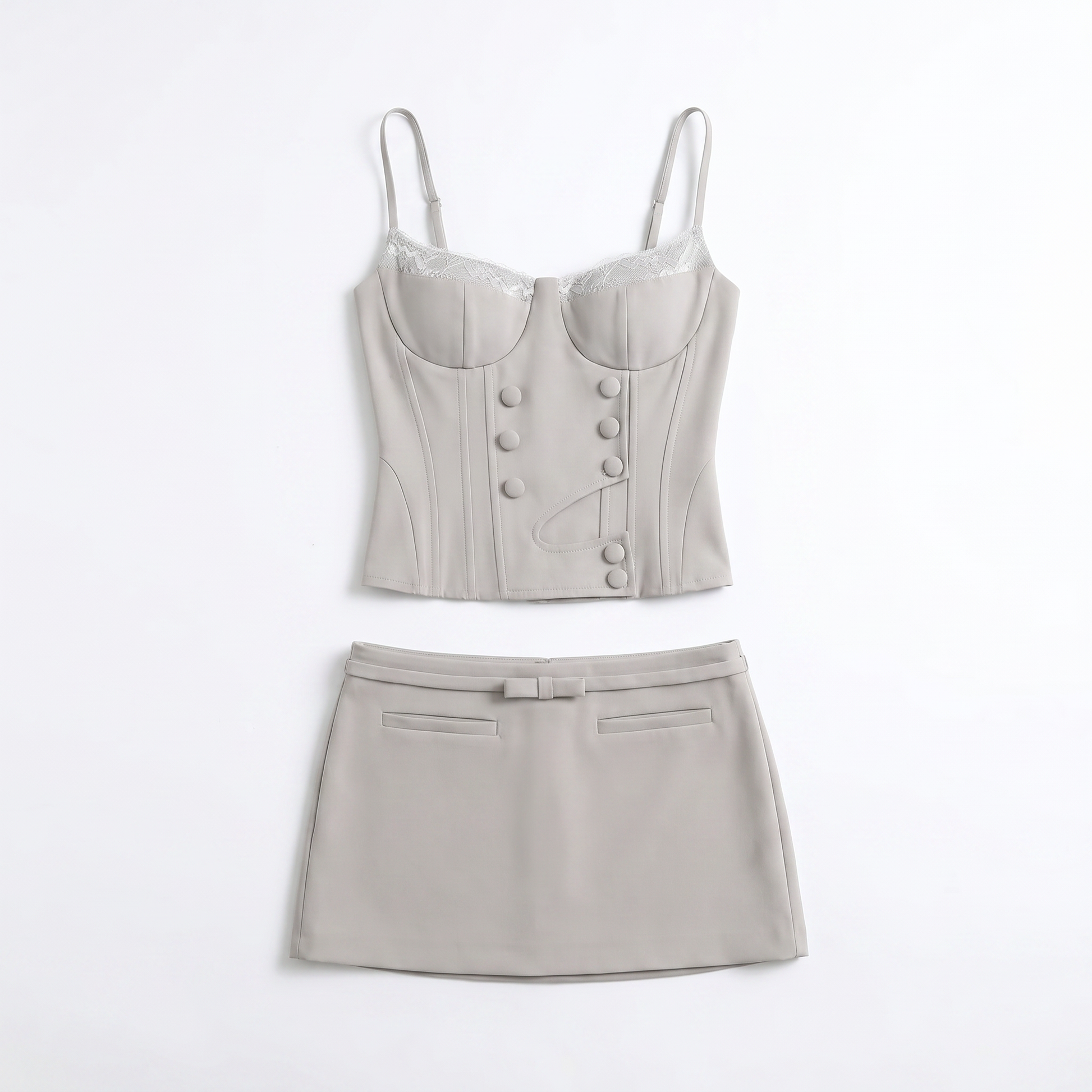 Sunoire raevyra spaghetti skirt set mannequin grey 01